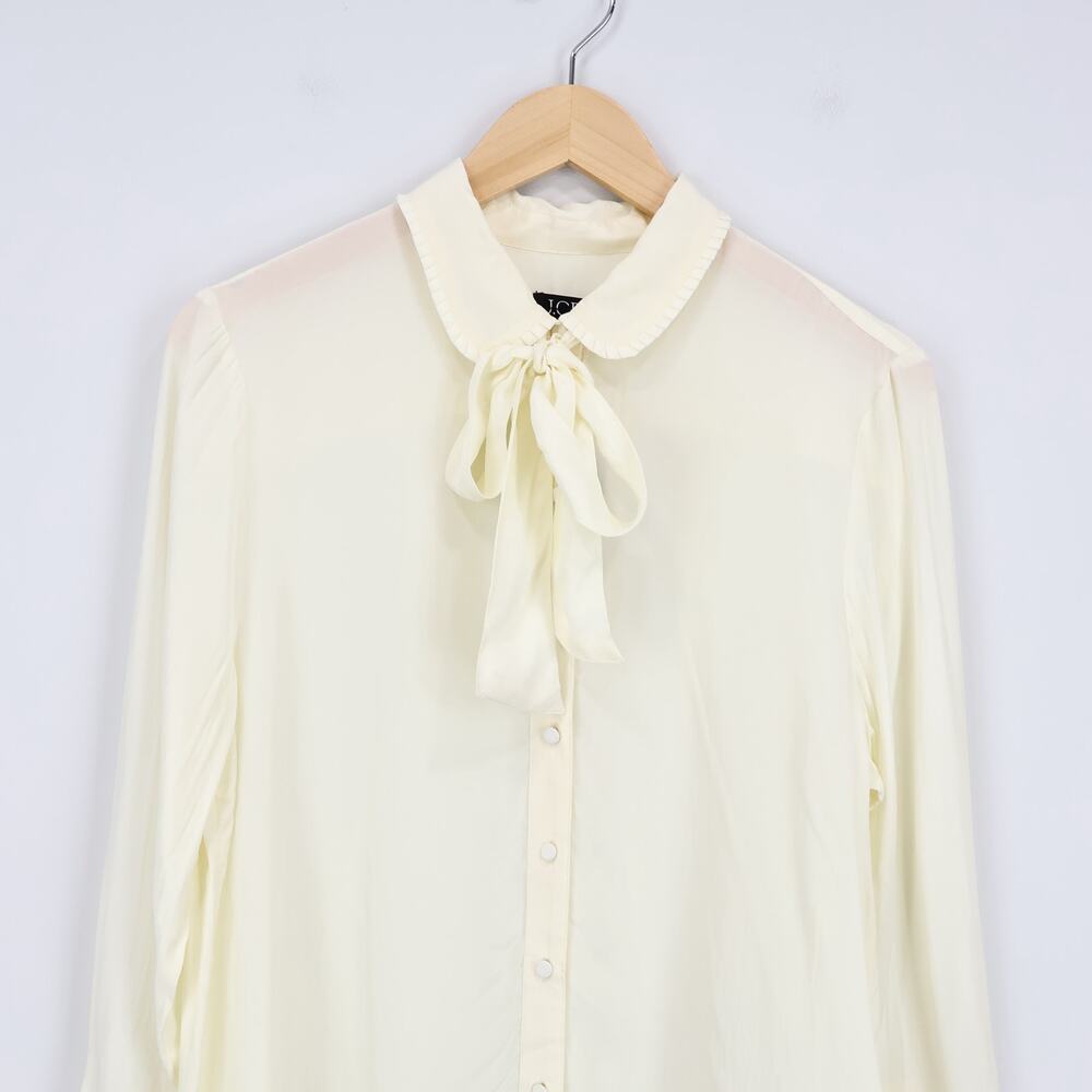 J. Crew Ivory Blouse with Elegant Bow - Picture 3 of 12